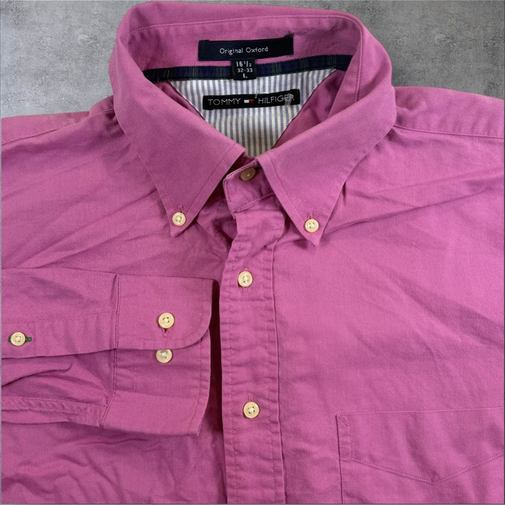 Tommy Hilfiger Original Oxford Pink Button Down Long Sleeve Shirt Large 16.5